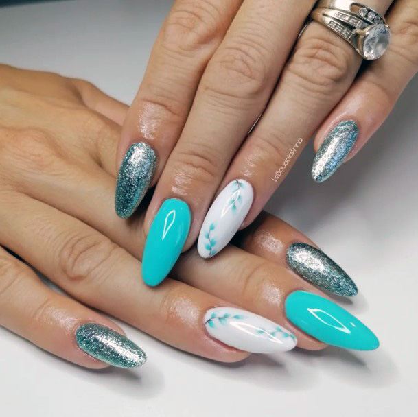 Elaborate Styles For Womens Teal Turquoise Dress Nail