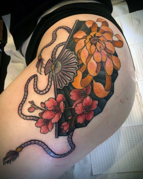 Elaborate Styles For Womens Uchiwa Tattoo