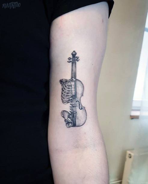 Elaborate Styles For Womens Violin Tattoo