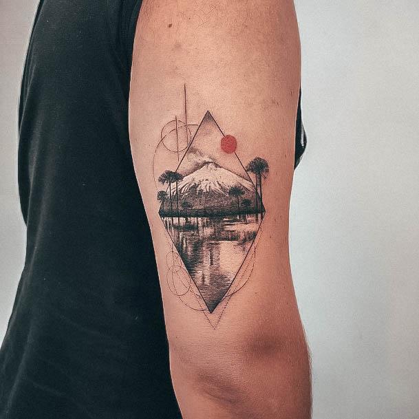 Elaborate Styles For Womens Volcano Tattoo