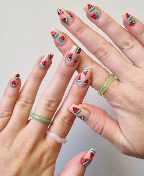 Elaborate Styles For Womens Watermelon Nail