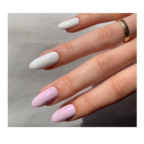 Elaborate Styles For Womens White And Purple Nail