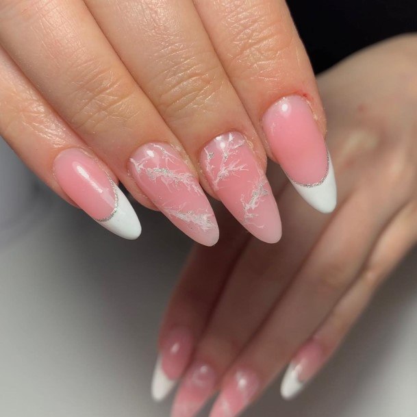 Elaborate Styles For Womens White And Silver Nail