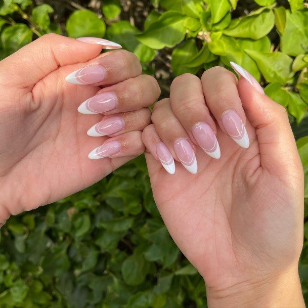 Elaborate Styles For Womens White French Nail