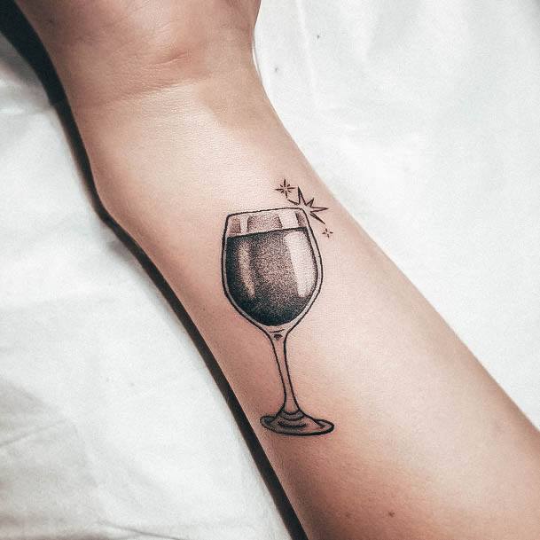 Elaborate Styles For Womens Wine Glass Tattoo