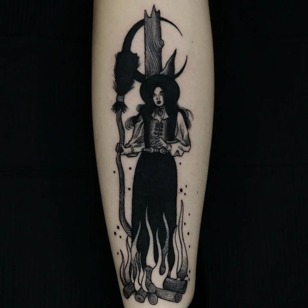 Elaborate Styles For Womens Witch Tattoo