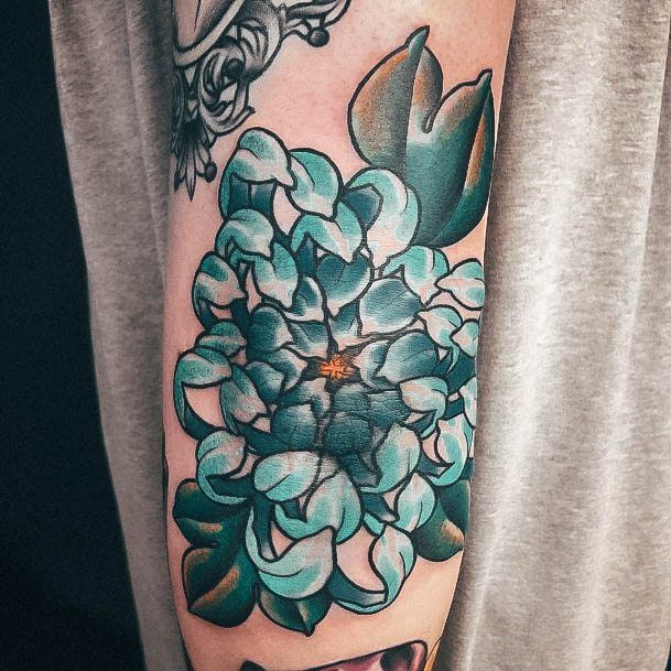 Elbows Girls Tattoo Ideas Blue Teal Peony Flower