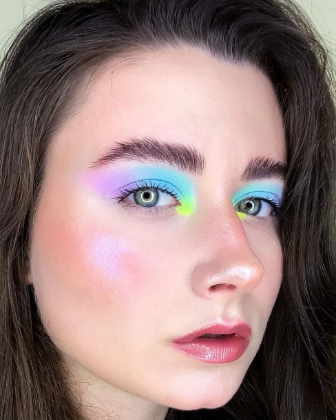 Elecric Cyan Neon Eye Makeup Look Women