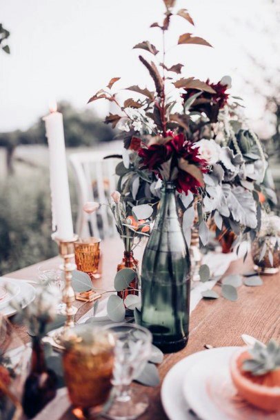 Elegant And Minimal Glass Jar Vases And Candles Centerpieces Fall Wedding Ideas