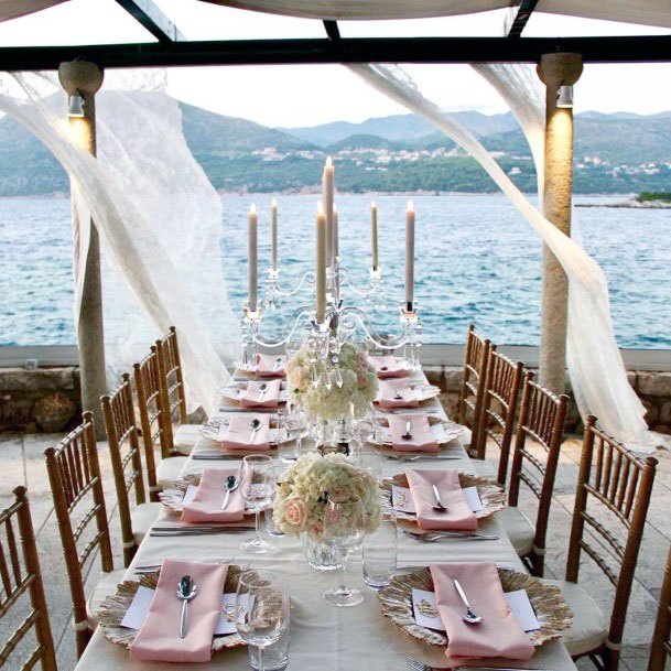 Elegant Beach Side Dinner Table Wedding Decorations