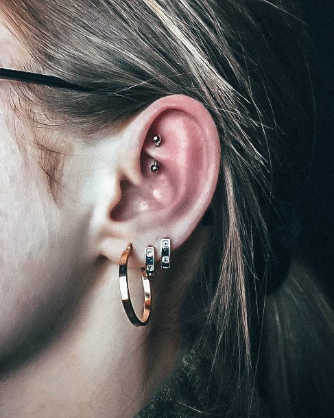 Elegant Cool Silver Gold Rook Cool Ear Design Piercings For Girls