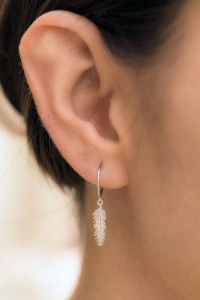 Elegant Feather Dangling Ear Lobe Pretty Piercing Ideas For Girls