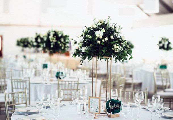 Elegant Green Plants At Table Wedding Decor