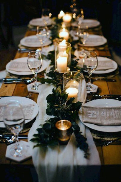 Elegant Greenery And Candlelight Centerpieces Fall Wedding Ideas