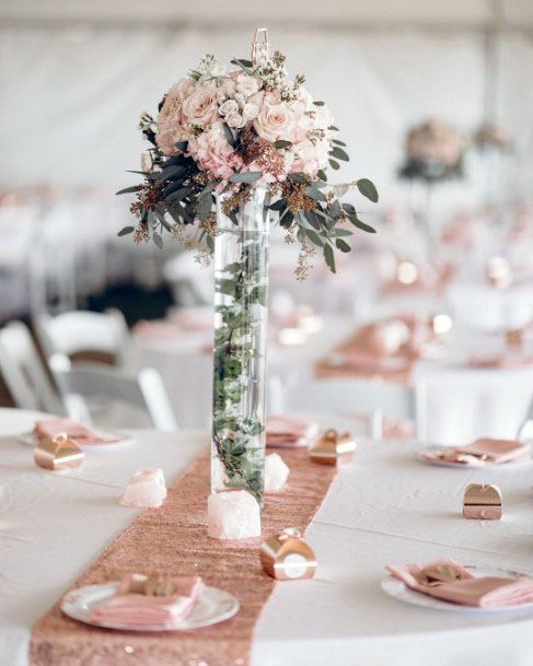 Elegant Long Glass Vase With Flowers Wedding Decor