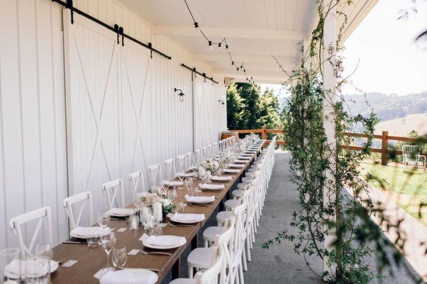 Elegant Sleek Outdoor Barn Door Patio Wedding Reception Ideas