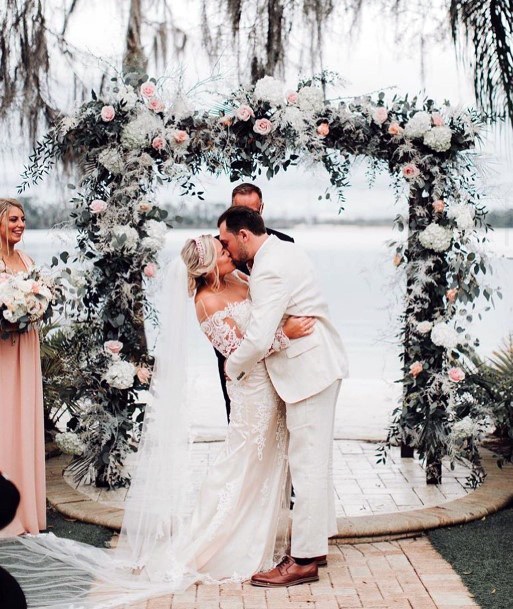 Elegant Wedding Arbor Stunning White Florishing Blooms Ideas