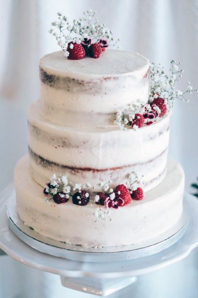 Elegant Wedding Cake For Women Berries Semi Naked