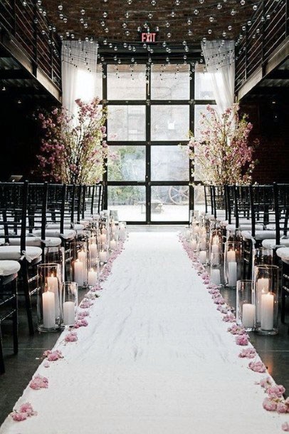 Elegant White Carpeted Wedding Aisle Decor