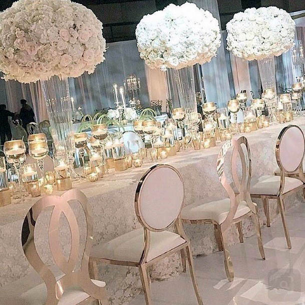 Elegant White Lush Hanging Floral Rose Gold Cool Chair Wedding Inspiration Ideas