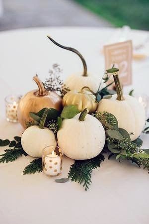 Elegant White Pumpkin Centerpiece October Wedding Inspiration Ideas