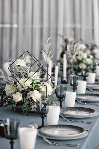 Elegant White Roses Centerpiece Black 3d Box Decoration Wedding Table Inspiration