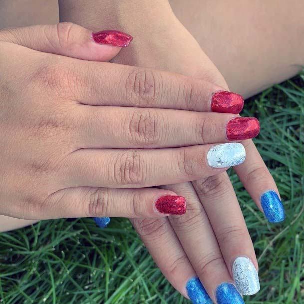 Embellished 4th Of July Nails