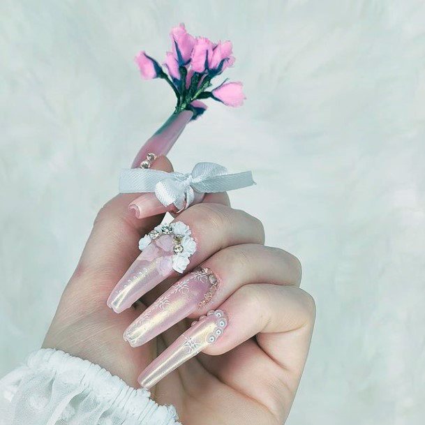 Embellished Romantic Nails Women