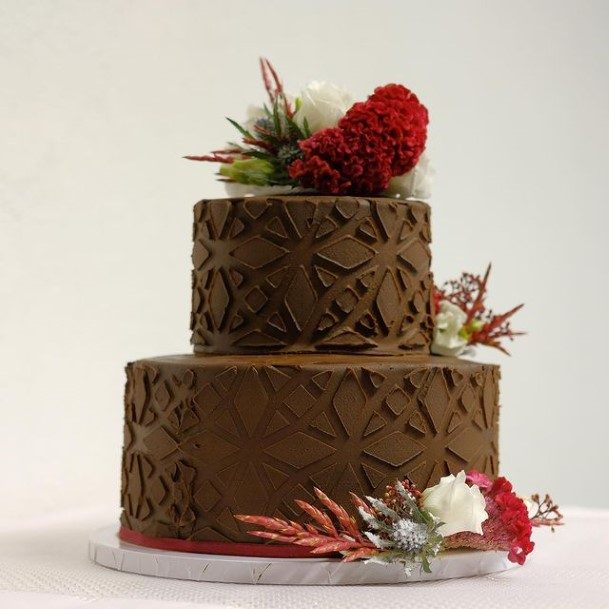 Embossed Design Chocolate Wedding Cake