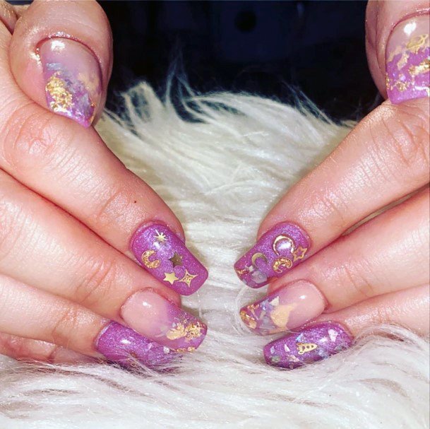 Embossed Stars And Moon On Nails