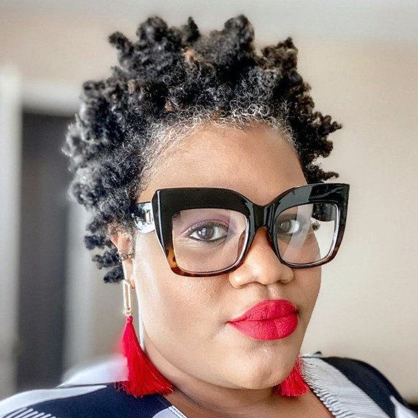 Embracing Grey Large Ringlet Curls Short Natural Hairstyles For Black Women