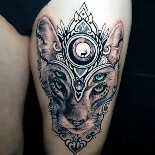 Emerald Eyed Lion Tattoo Intense For Women