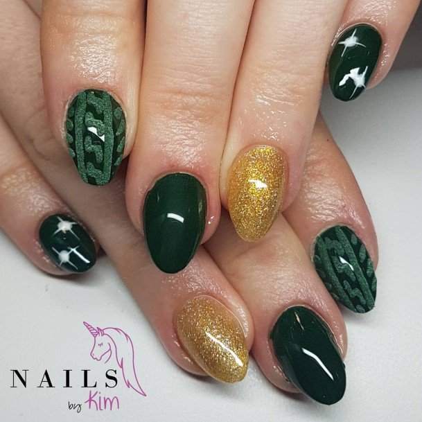 Emerald Green Female Nail Designs