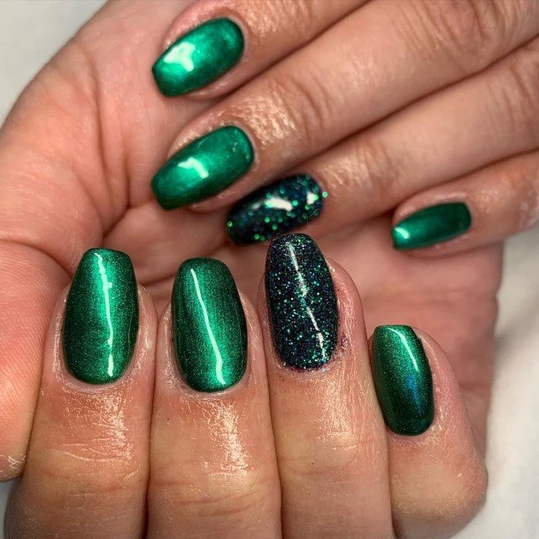Emerald Green Womens Nail Designs