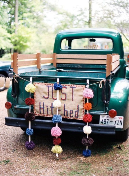 Emerald Painted Wedding Car Decorations