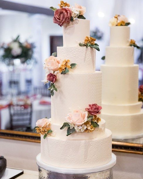 Eminent White Wedding Cake With Roses