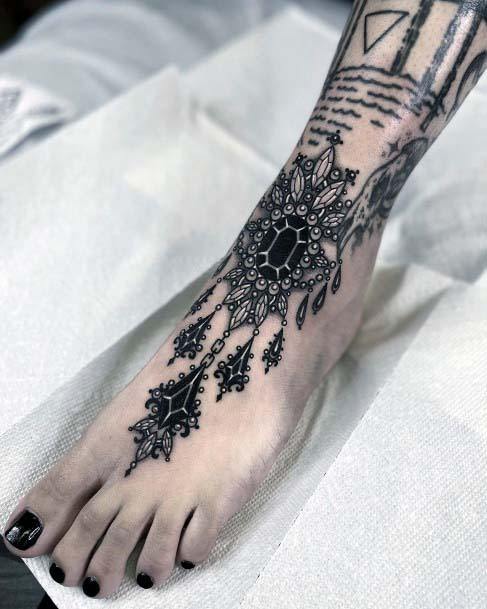 Empress Black Tattoo Womens Foot