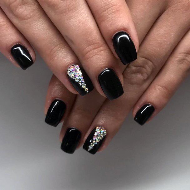 Empress Diamond Art On Black Nails Women