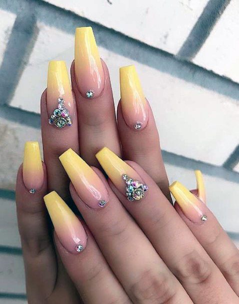 Enamoured Yellow Ombre Nails Women