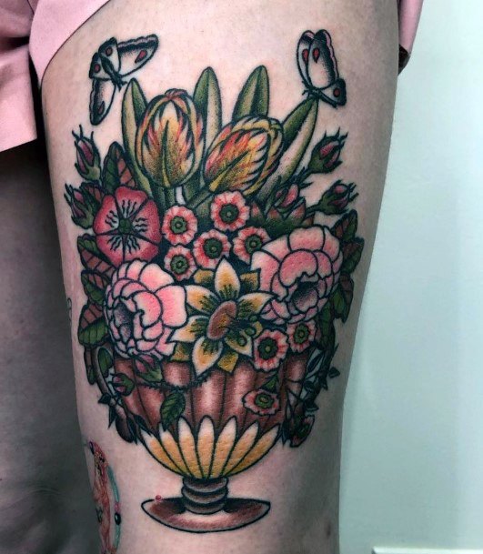 Enchanting Flower Vase Tattoo Ideas For Women