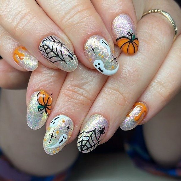 Top 100 Best Ghost Nails For Women - Haunted Fingernail Design Ideas