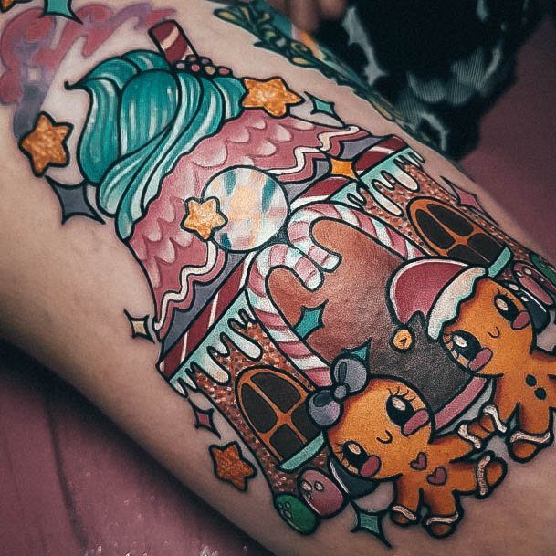 Enchanting Gingerbread House Tattoo Ideas For Women Christmas Holiday Themed Arm