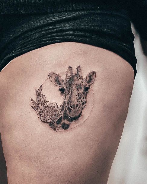 Enchanting Giraffe Tattoo Ideas For Women Circle Thigh