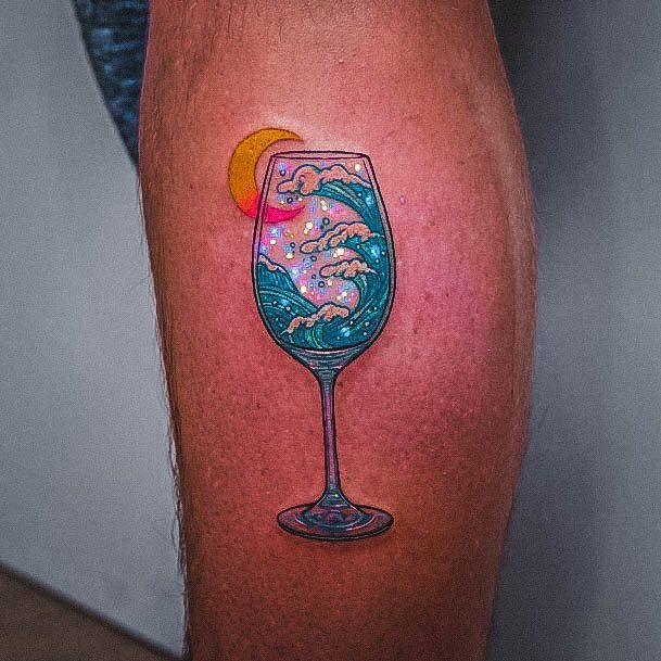 Enchanting Glow In The Dark Tattoo Ideas For Women Wine Glass