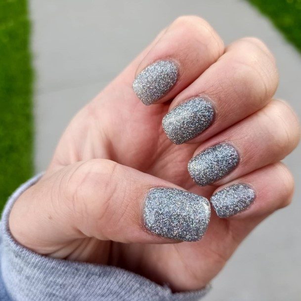 Enchanting Grey With Glitter Nail Ideas For Women
