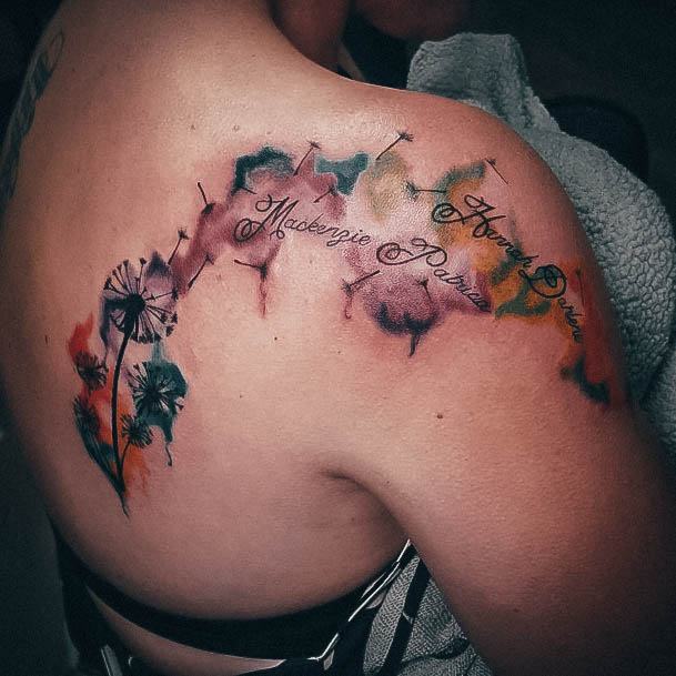 Enchanting Kids Name Tattoo Ideas For Women Shoulder Watercolor Back