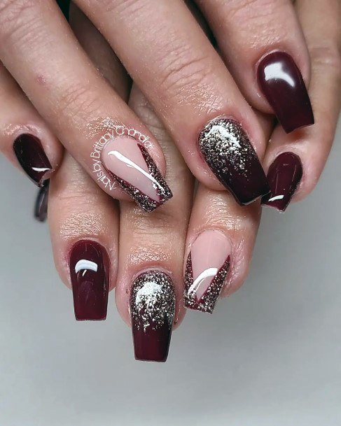 Enchanting Maroon Glitter Nail Ideas For Women