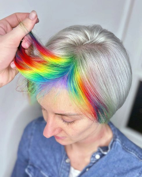 Enchanting Rainbow Hairstyles Ideas For Women