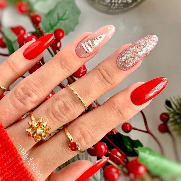 Enchanting Red And Silver Nail Ideas For Women