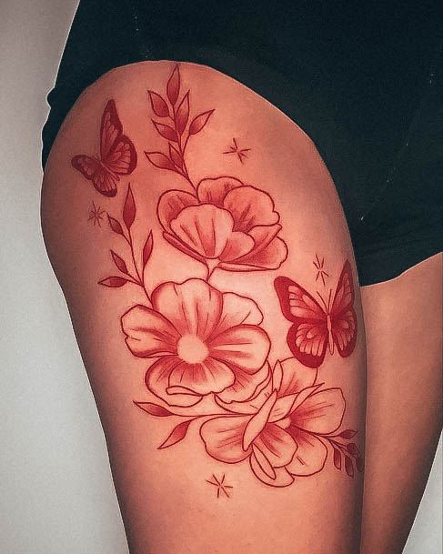 Enchanting Red Ink Tattoo Ideas For Women